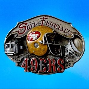 Vintage 1986 NFL Football San Fran 49ers Pewter Belt Buckle Siskiyou Ltd Ed#3621